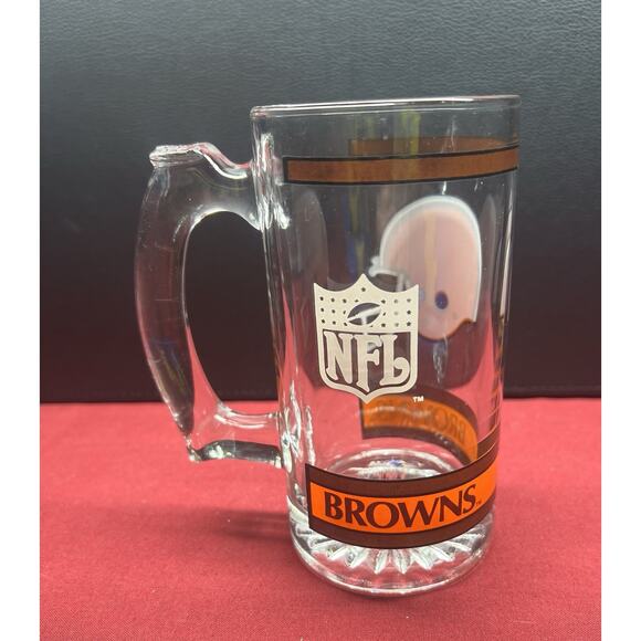 Vintage Heavy Glass Beer Mug Cleveland Browns NFL Football 12 oz. - Picture 3 of 7